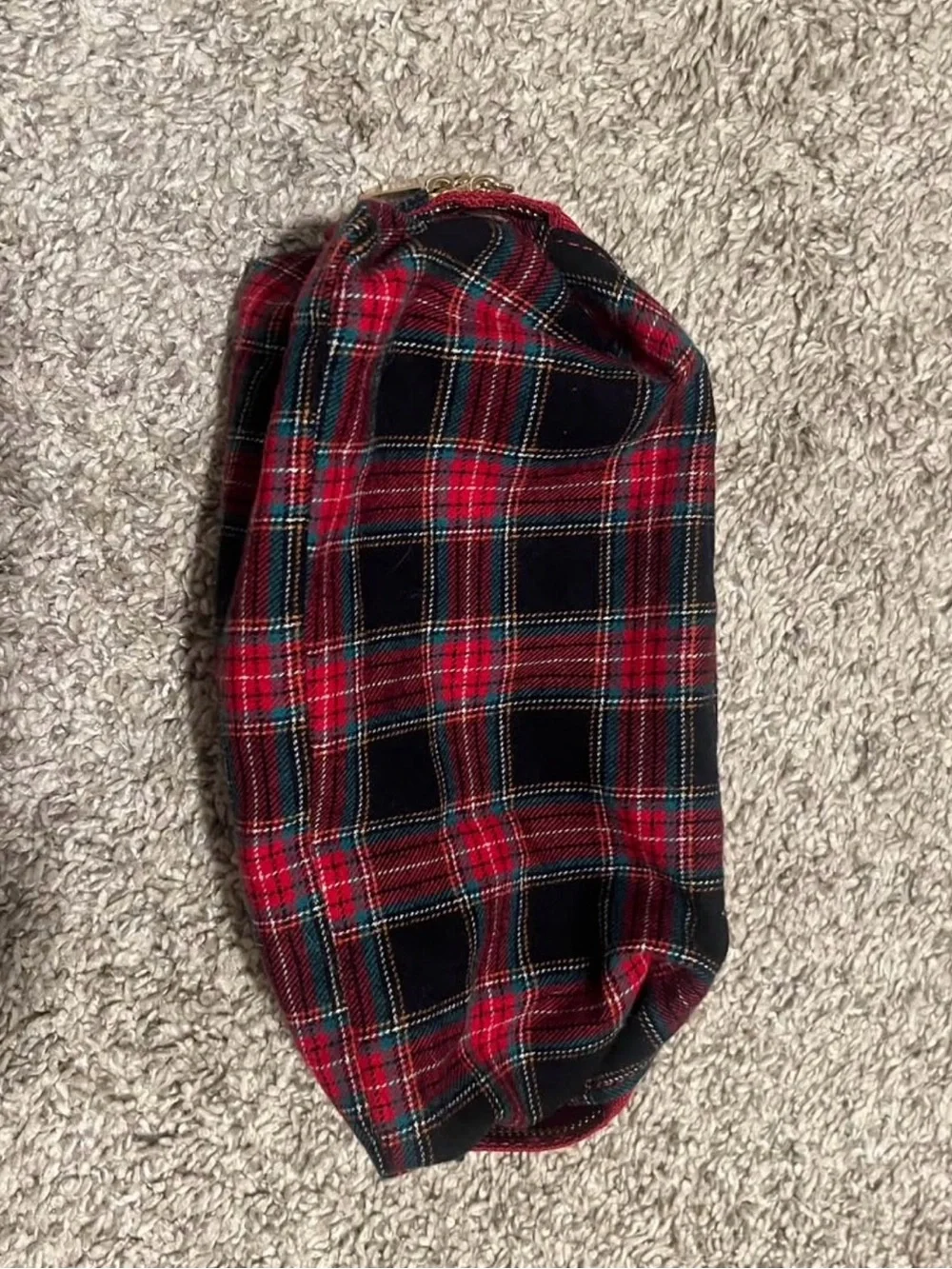 Loft-Plaid Cosmetic Pouch with Red Interior